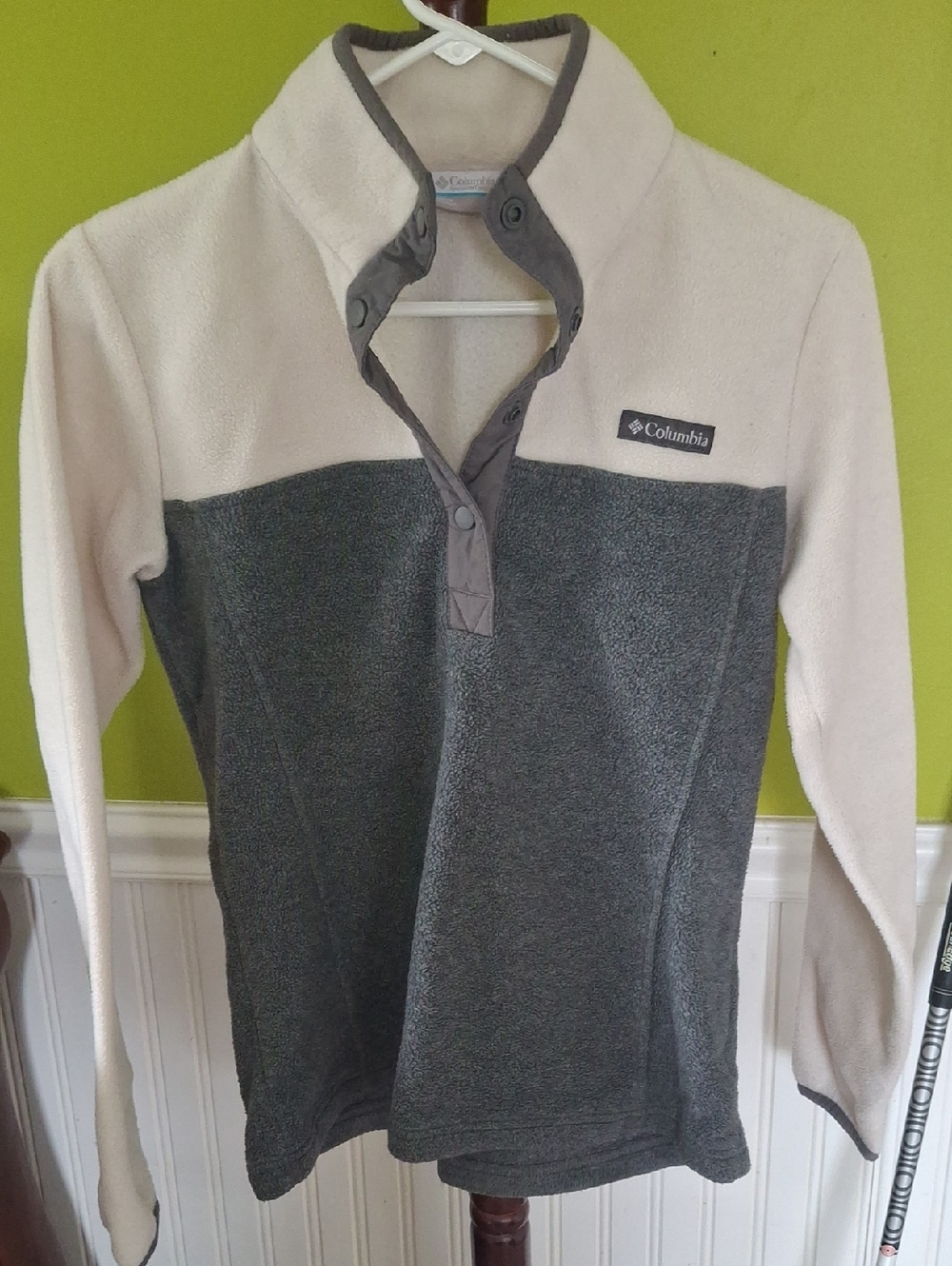 Columbia Two-Tone Fleece Pullover - Gray & Cream Size XS